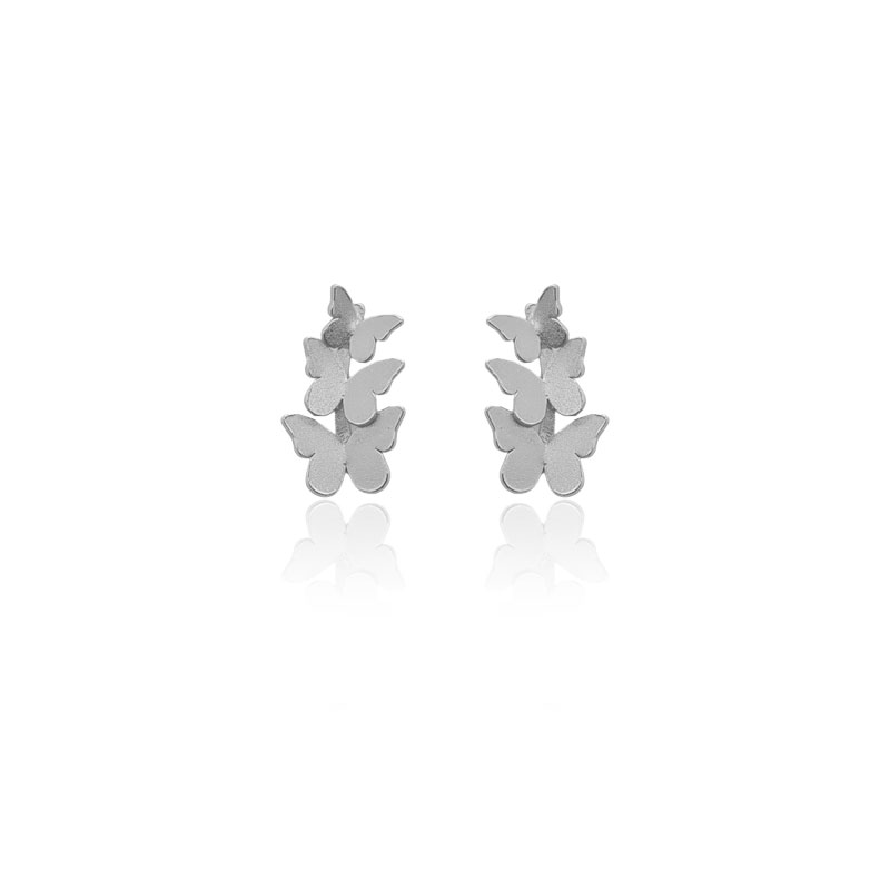 Aretes mariposas triple