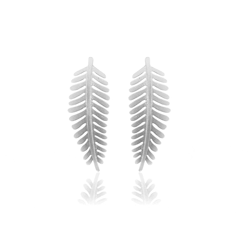 Mi tienda variation Plateado Aretes Helecho