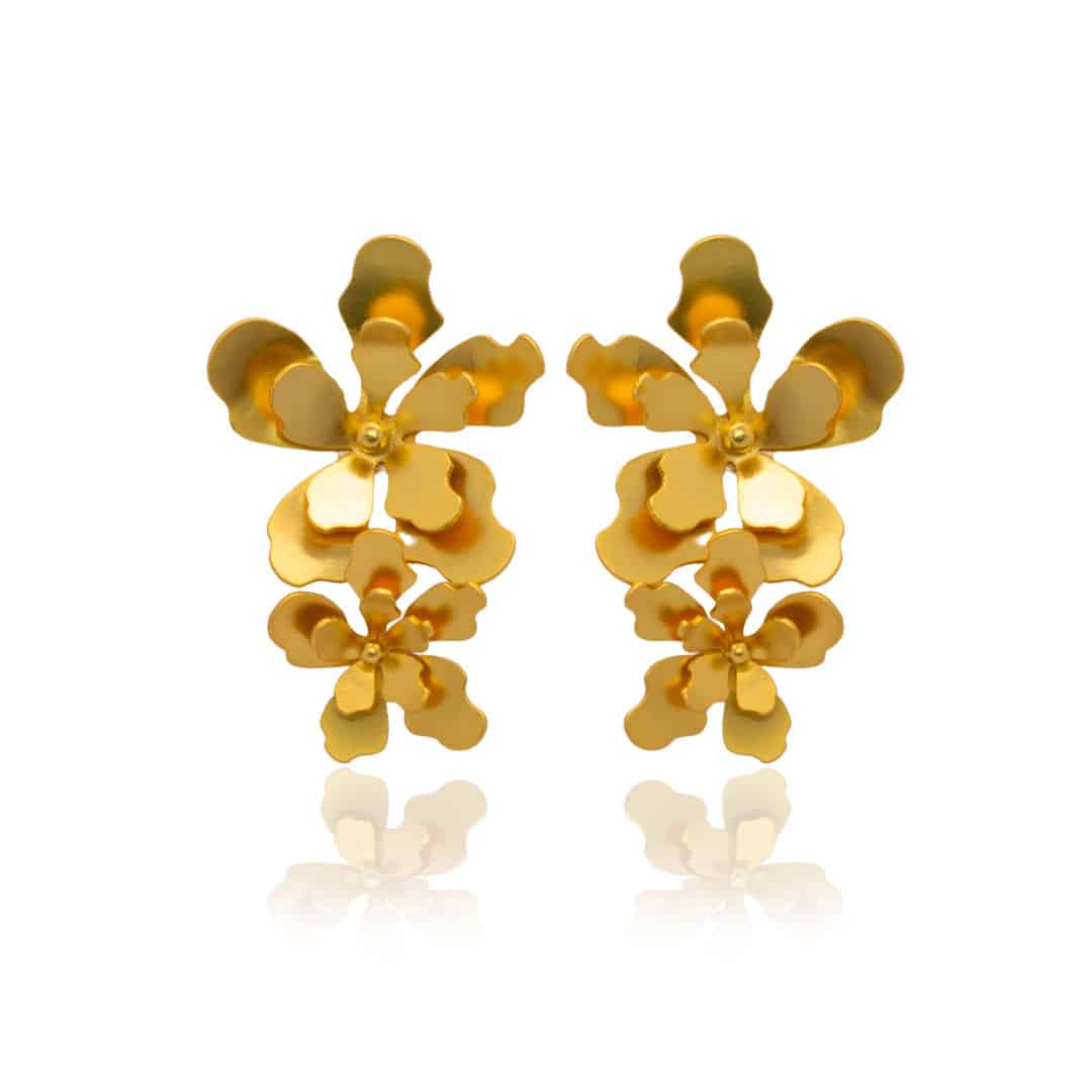 Aretes flor merania largos