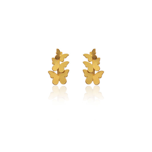 Aretes mariposas triple