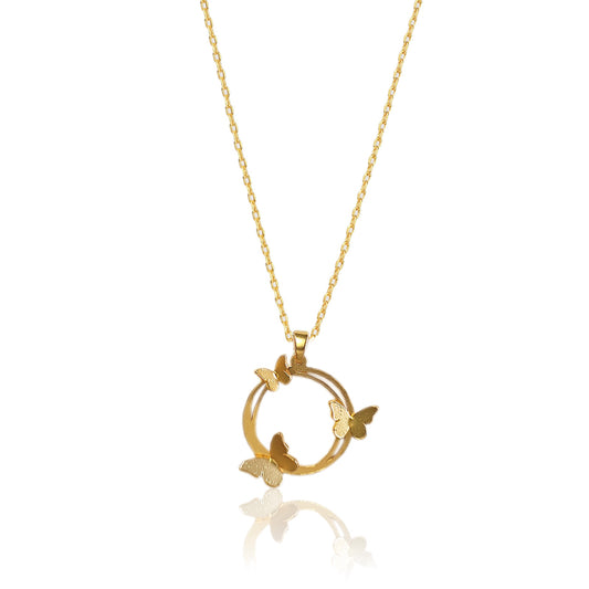 Collar dije circulo mariposas