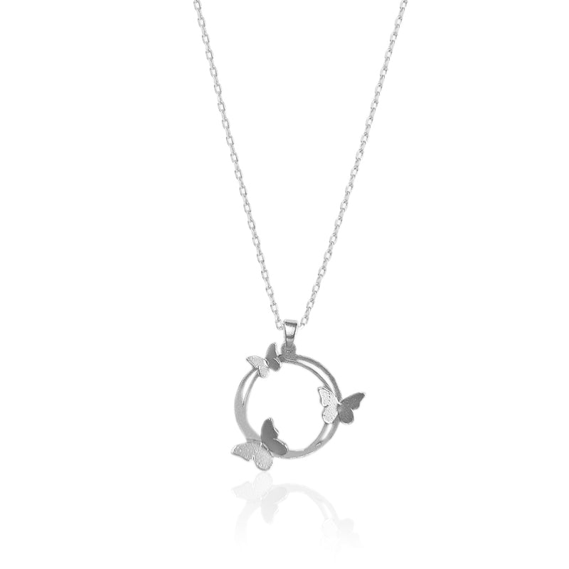 Collar dije circulo mariposas