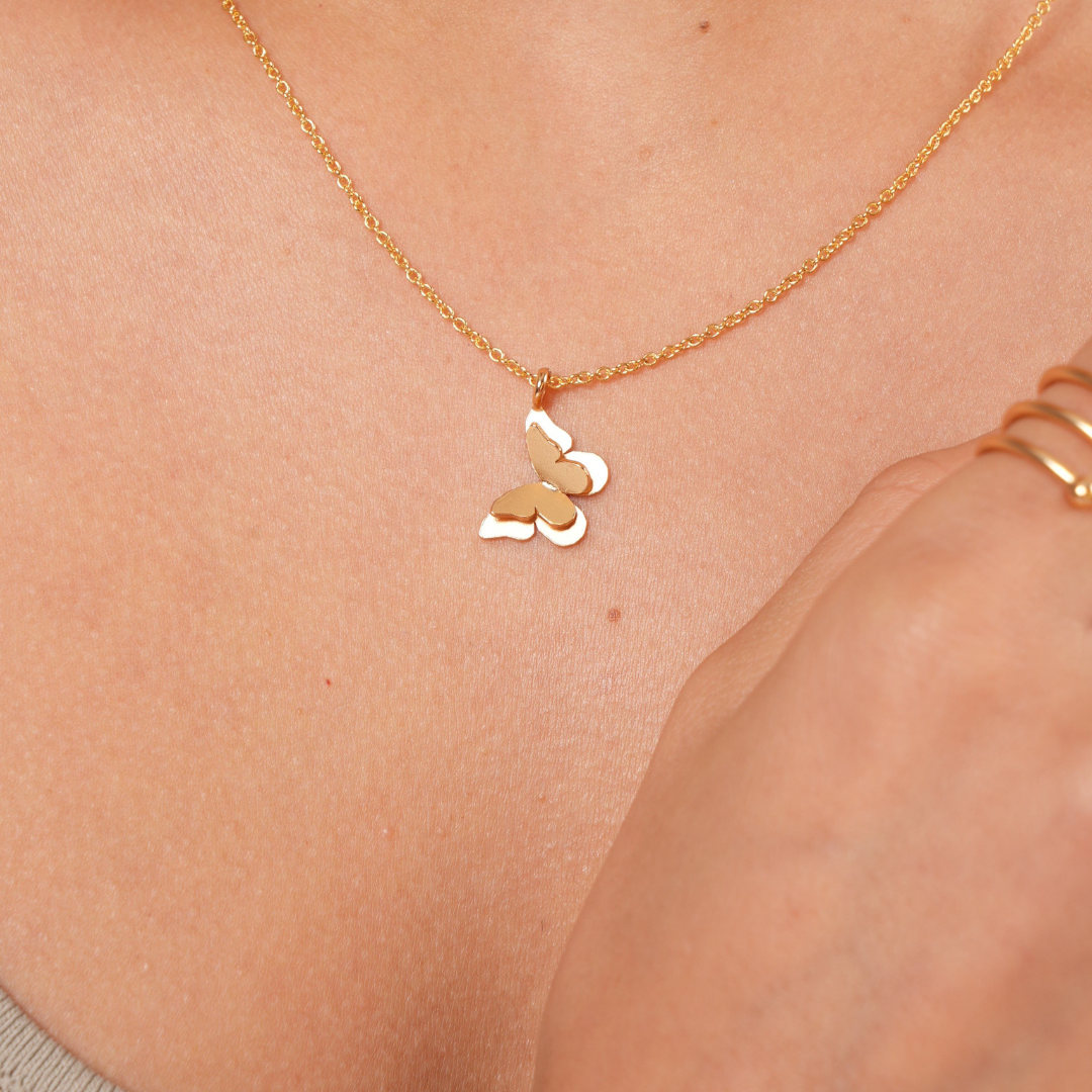 Collar dije mariposa doble