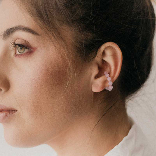 Earcuff jade rosado