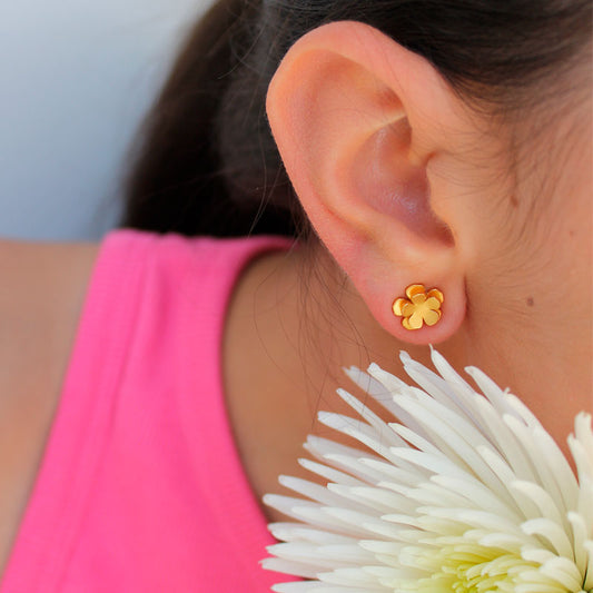 Aretes topo flor 5 pétalos