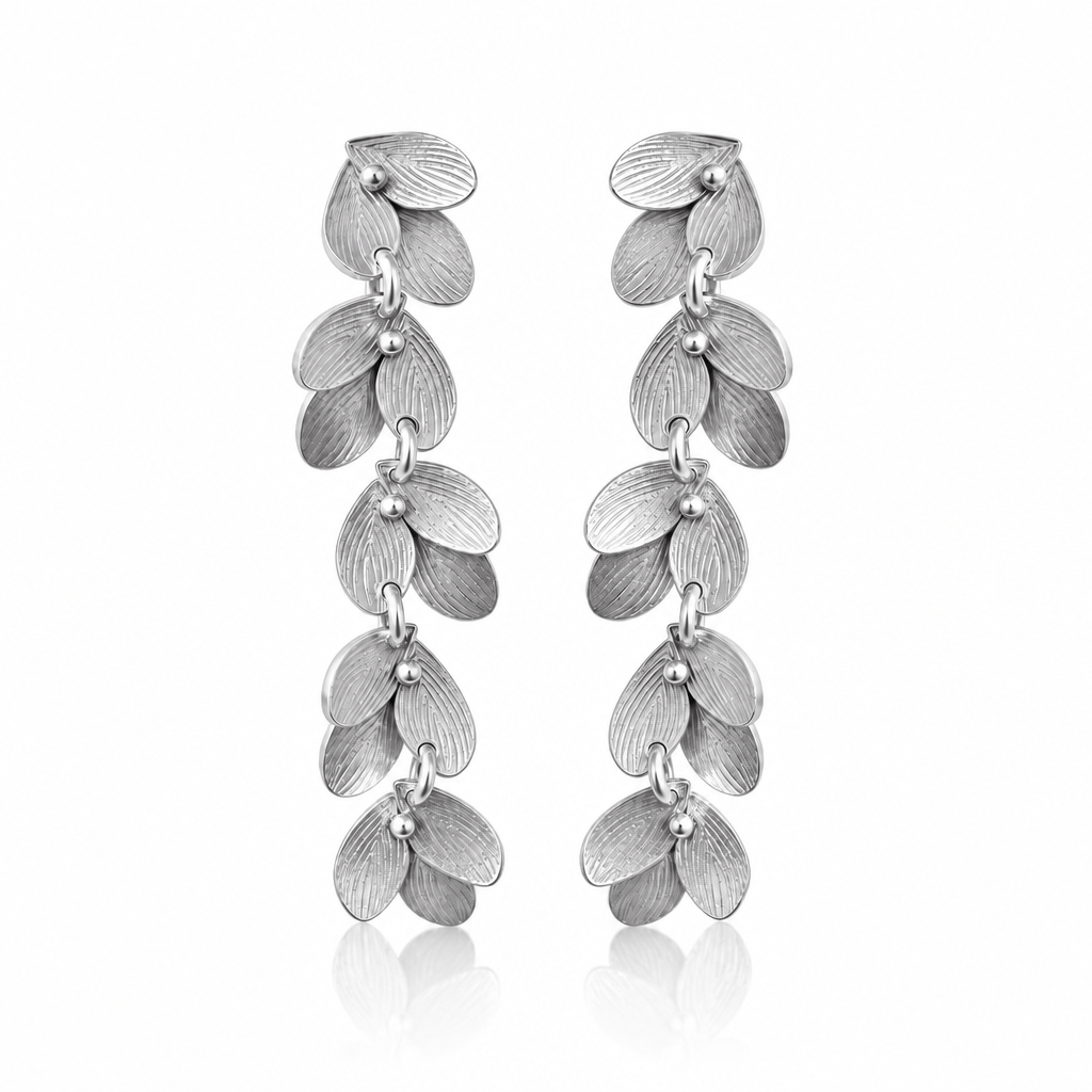 Dicca Plateado Aretes Myrca largos