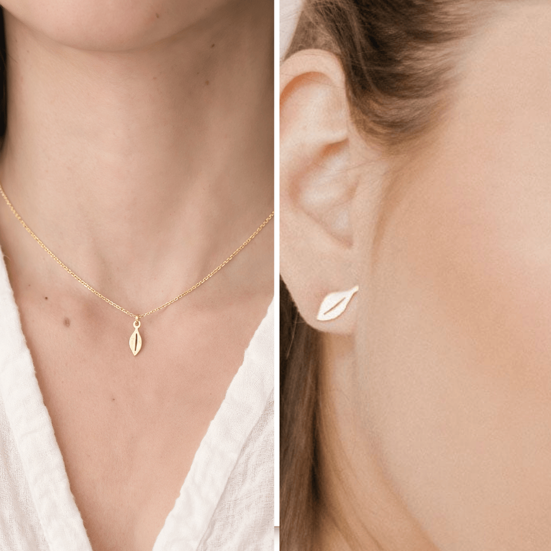 Dicca SET HOJA PASSIFLORA. Incluye aretes y collar