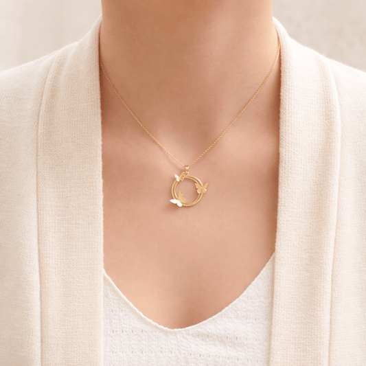 Mi tienda variation Collar dije circulo mariposas