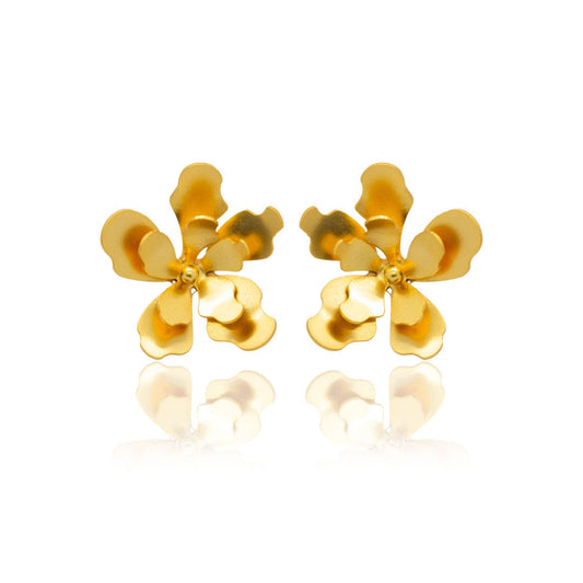 Mi tienda variation Dorado Aretes flor merania grande