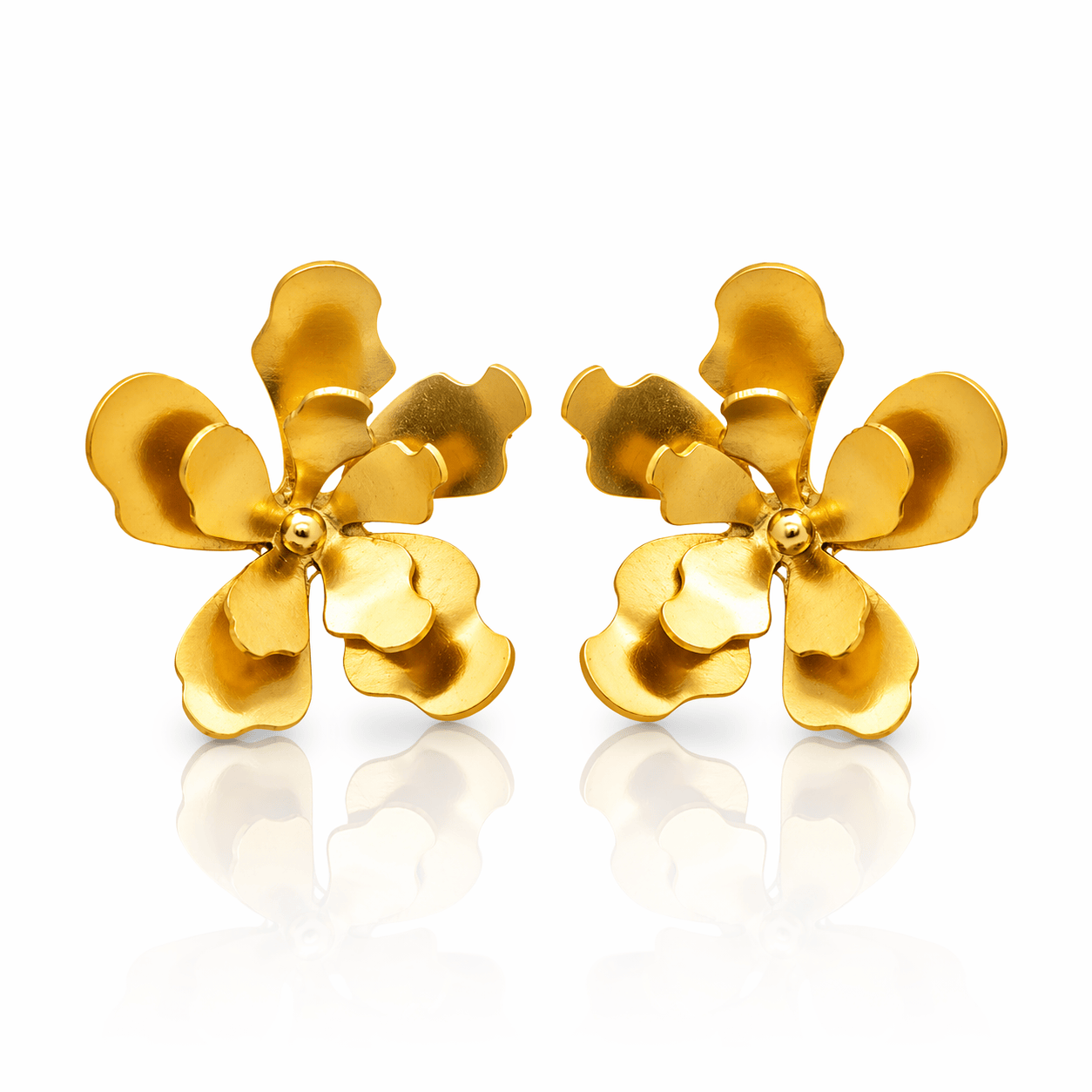 Mi tienda variation Dorado Aretes flor merania grande