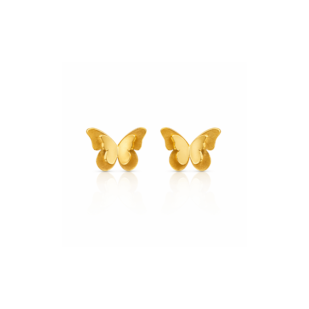 Mi tienda variation Dorado Aretes mariposa doble