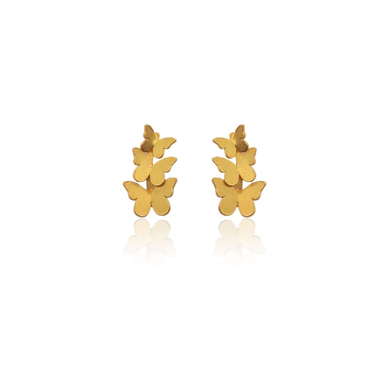 Mi tienda variation Dorado Aretes mariposas triple