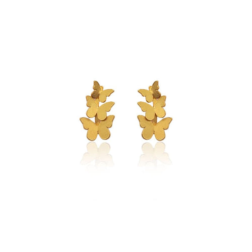 Mi tienda variation Dorado Aretes mariposas triple