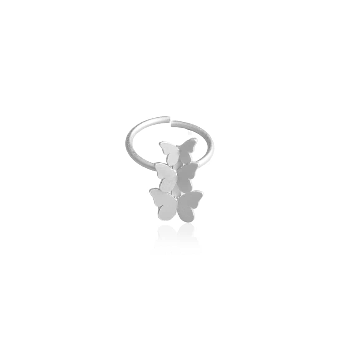 Mi tienda variation Plateado Anillo triple mariposa
