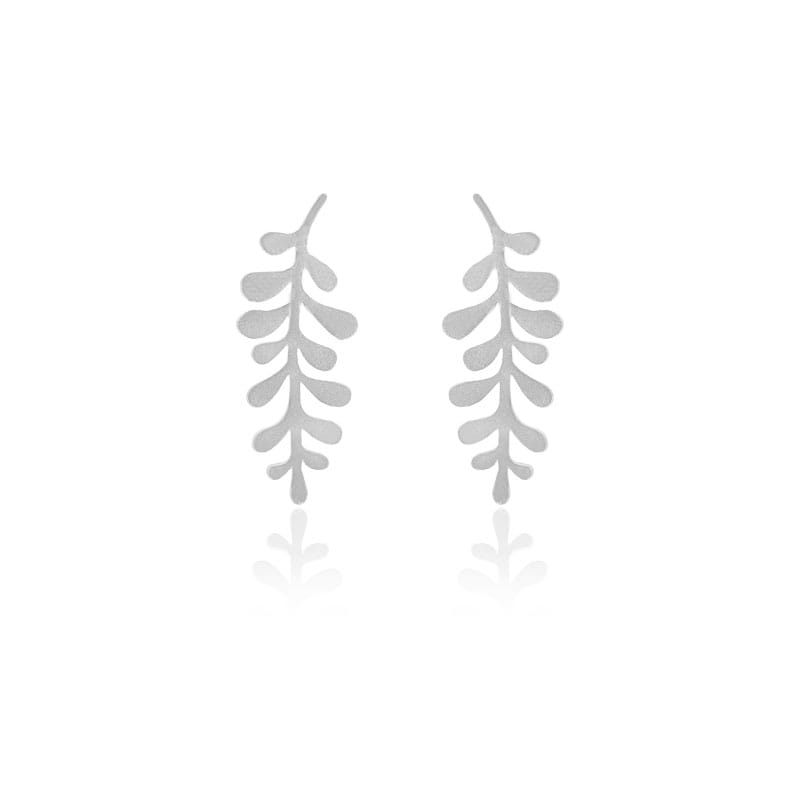 Mi tienda variation Plateado Aretes hoja