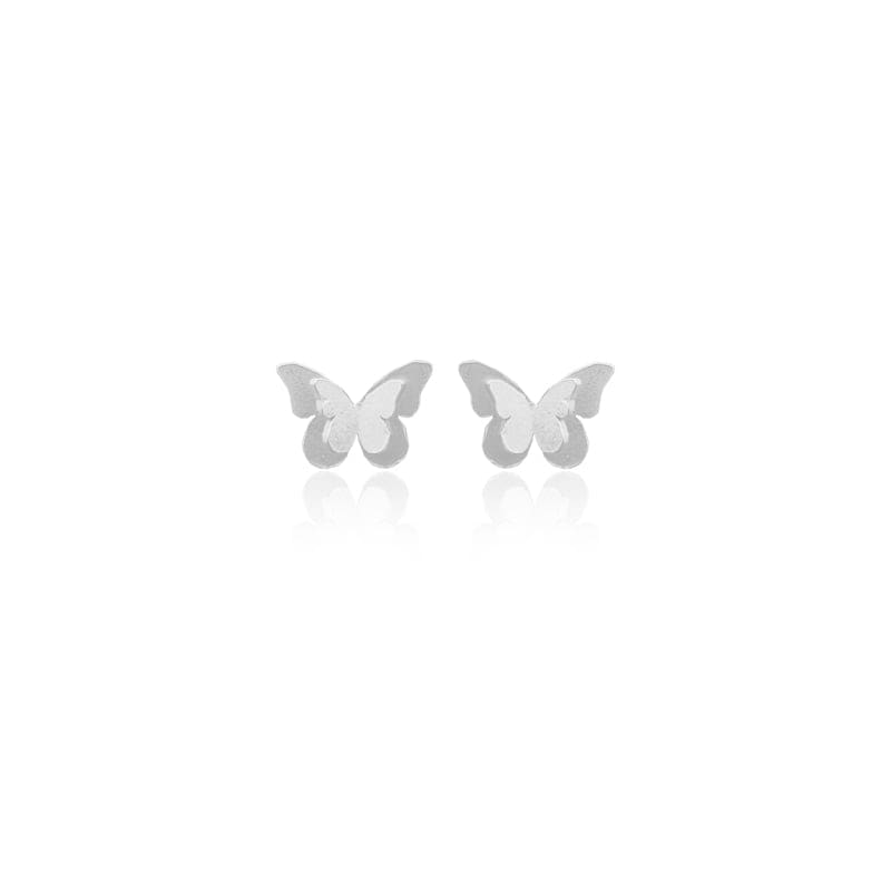Mi tienda variation Plateado Aretes mariposa doble