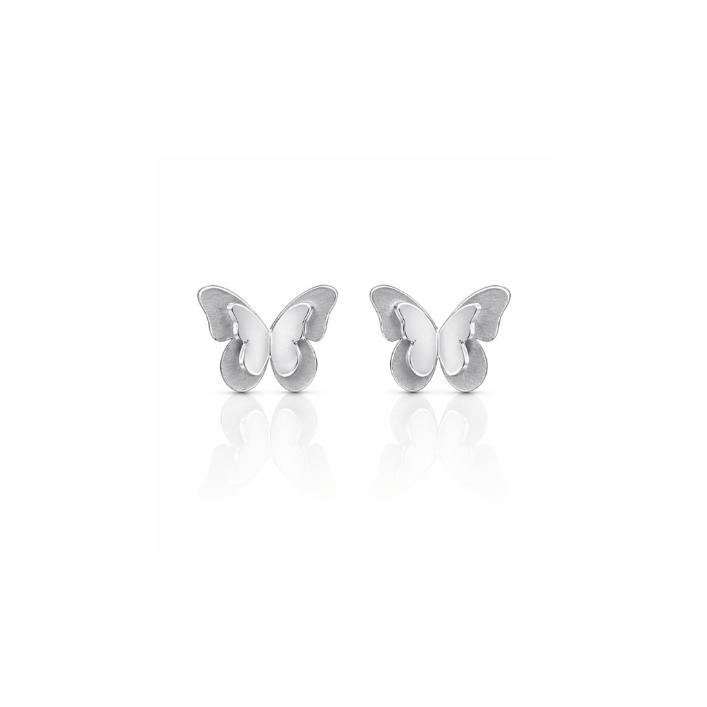 Mi tienda variation Plateado Aretes mariposa doble
