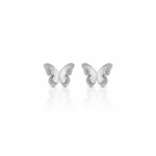Mi tienda variation Plateado Aretes mariposa doble