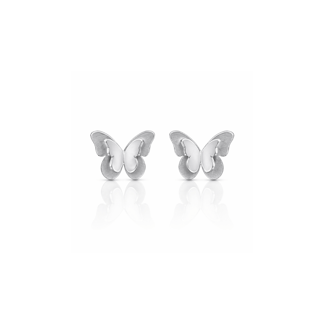 Mi tienda variation Plateado Aretes mariposa doble