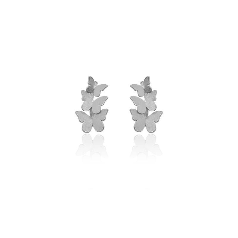 Mi tienda variation Plateado Aretes mariposas triple