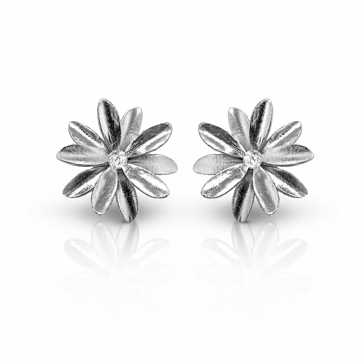 Mi tienda variation Plateado Aretes passiflora
