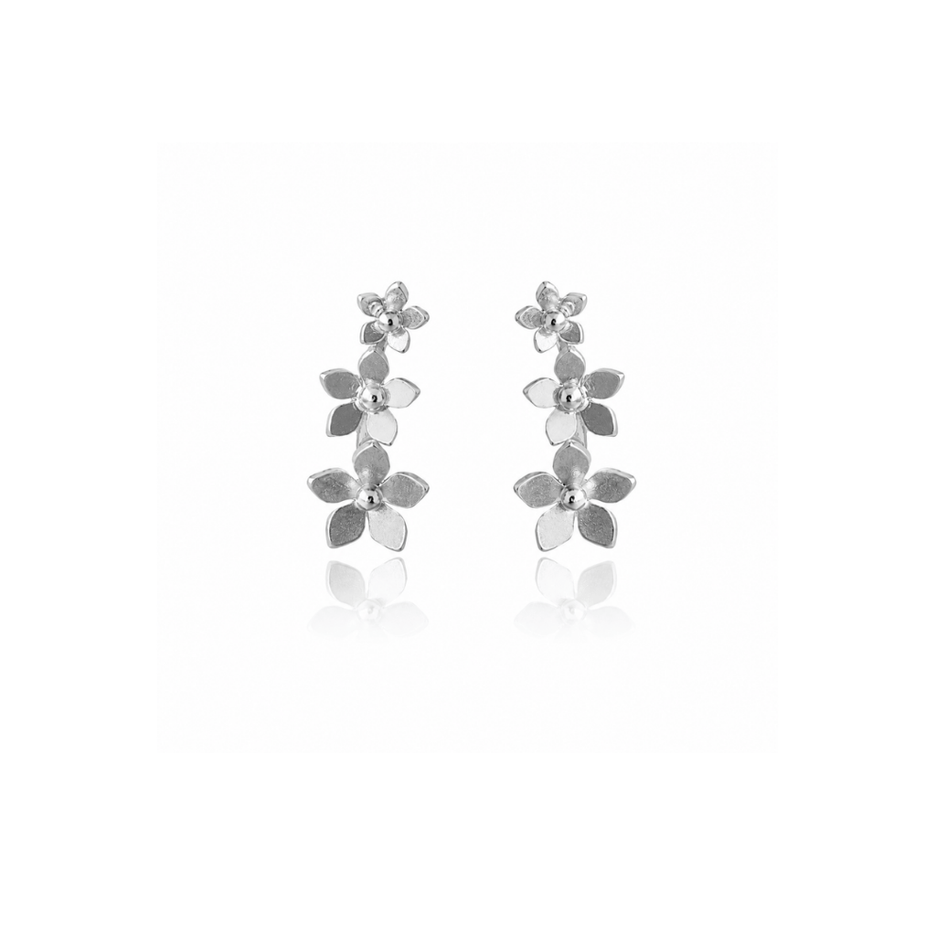 Mi tienda variation Plateado Aretes triple mini guayacan